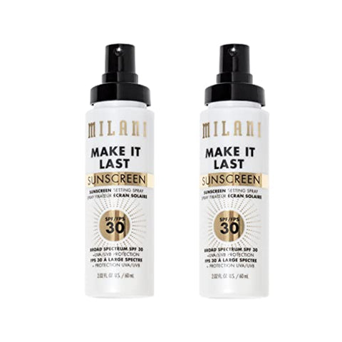 Milani Make It Last Sunscreen Setting Spray with SPF30 - Makeup Primer and Setting Spray with Sunscreen, Long Lasting Makeup Finishing Spray - 2 Pack