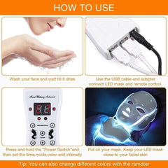New 7 Colors LED Photon Red Light Therapy Face Mask Machine Acne Mask Anti Aging