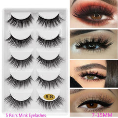 New 3D 5 Pairs Mink Eyelashes extension make up natural