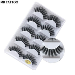 New 3D 5 Pairs Mink Eyelashes extension make up natural