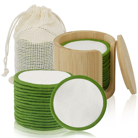 16Pcs Bamboo Cotton Makeup Remover Pads Reusable Soft Facial Clean Pads